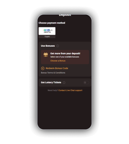 Stortings- en opnamescherm met kaart-, e-wallet- en cryptobetaalopties bij Win Kingdom