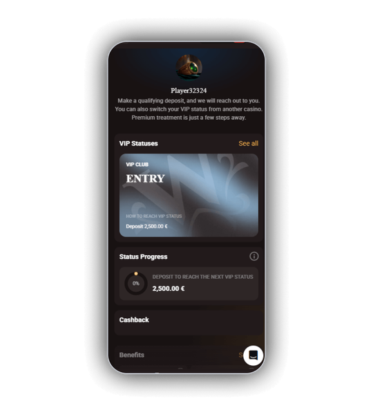 VIP Club dashboard met de voordelen van proeftoegang bij Win Kingdom Casino